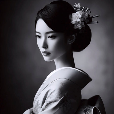 A vintage geisha portraitの写真素材