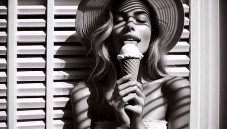 A vintage ice cream pleasure portrait, Ai generated image
