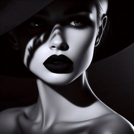 A dramatic black lips portrait art, Ai generated image