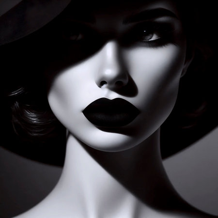 A dramatic black lips portrait art, Ai generated image