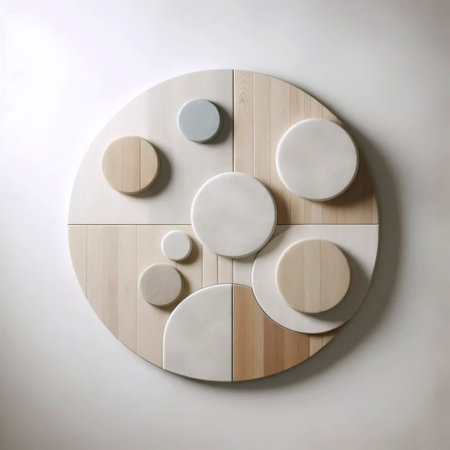 A textured Japandi wall art print with geometric shapes, Ai generated image