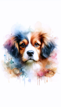 A digital watercolor dog portrait from photo, Ai generated imageの写真素材