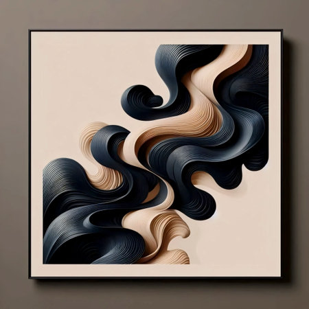 A harmonious beige and black modern art print, Ai generated imageの写真素材