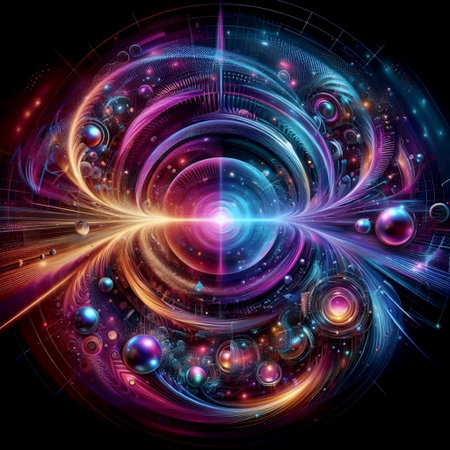 A futuristic astronomy holographic sticker, Ai generated imageの写真素材