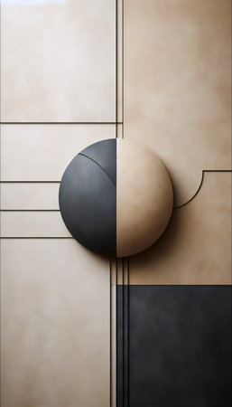 An organic modern beige and black artwork, Ai generated image