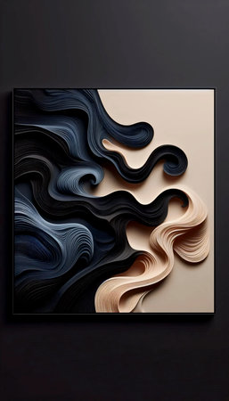 A harmonious beige and black modern art print, Ai generated imageの写真素材