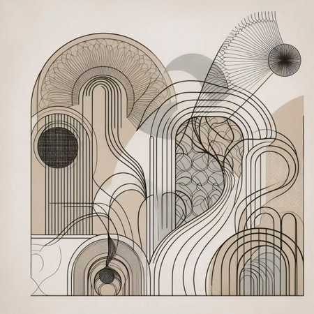 A mid-century boho style geometric wall art, Ai generated image