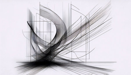A minimalist black and white abstract artwork, Ai generated imageの写真素材