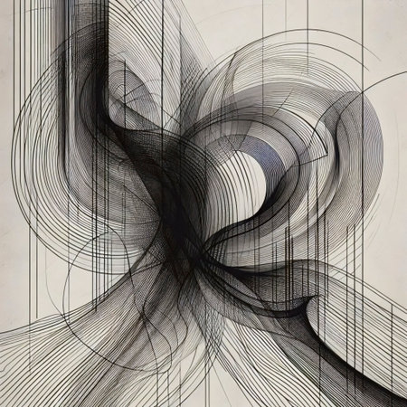 A minimalist black and white abstract artwork