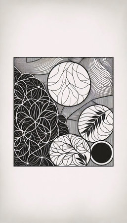 A Scandinavian black and white abstract print, Ai generated image