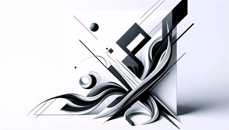 A modern black and white abstract print, Ai generated imageの写真素材
