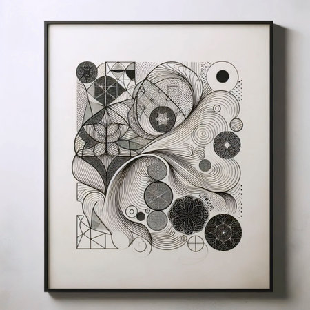 A Scandinavian black and white abstract print, Ai generated image