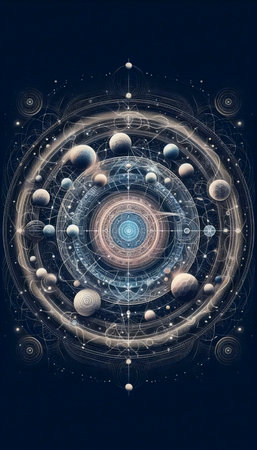 A sacred geometry fine line artwork, Ai generated image