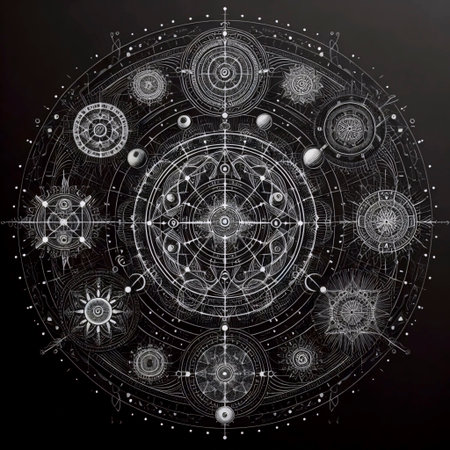 A sacred geometry fine line artwork, Ai generated image