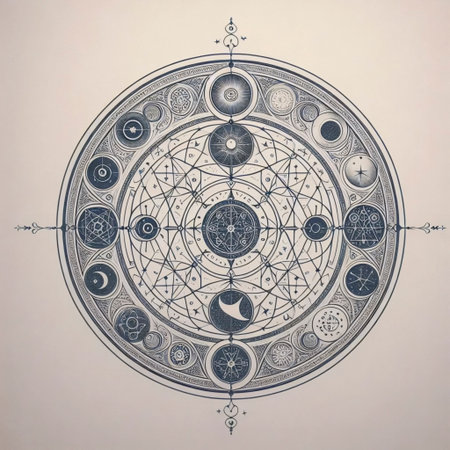 A celestial mystic fine line art print, Ai generated image