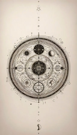 A celestial mystic fine line art print, Ai generated imageの写真素材