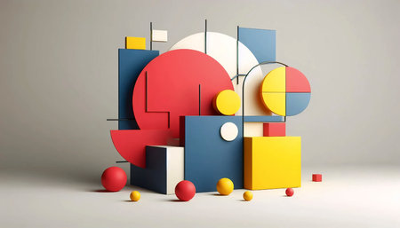 A Bauhaus style geometric abstraction, Ai generated image