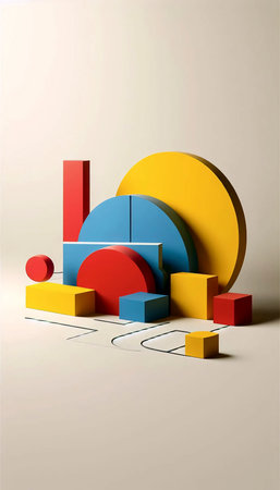 A Bauhaus style geometric abstraction, Ai generated image