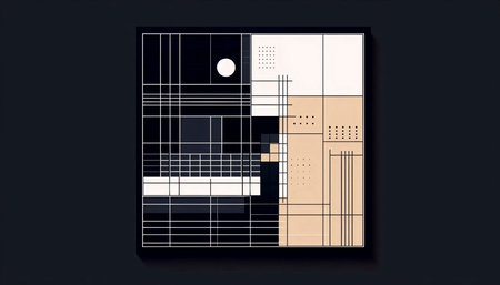 A Bauhaus inspired abstract composition, Ai generated imageの写真素材