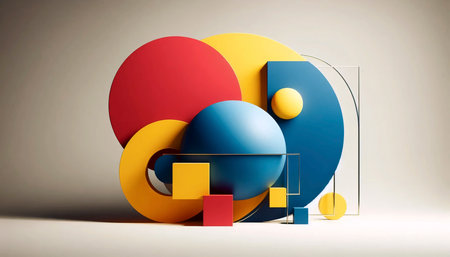 A Bauhaus style geometric abstraction, Ai generated image