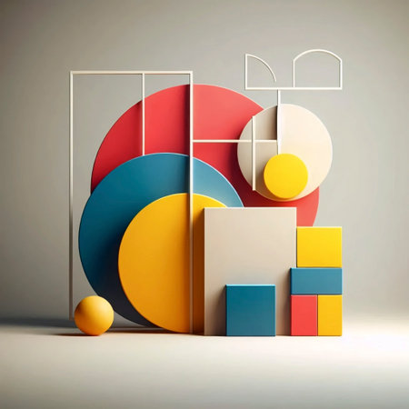 A Bauhaus style geometric abstraction, Ai generated image