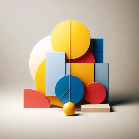 A Bauhaus style geometric abstraction, Ai generated image
