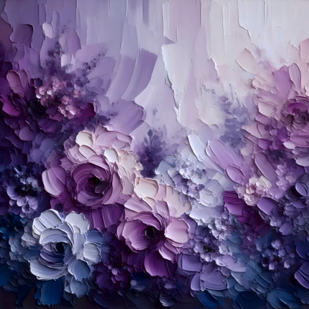 A large original floral oil painting on canvas, Ai generated image