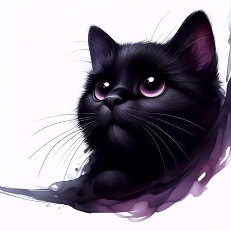 A minimalist Pretty Please black cat print, Ai generated imageの写真素材