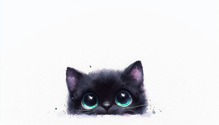 A Pretty Cat watercolor art print, Ai generated imageの写真素材