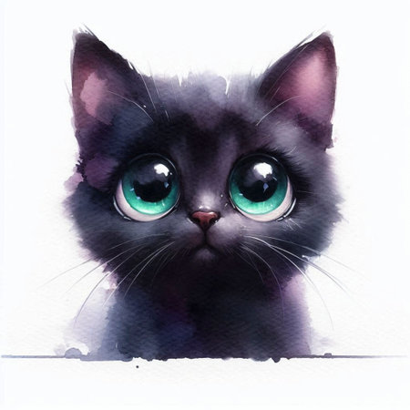 A Pretty Cat watercolor art print, Ai generated imageの写真素材