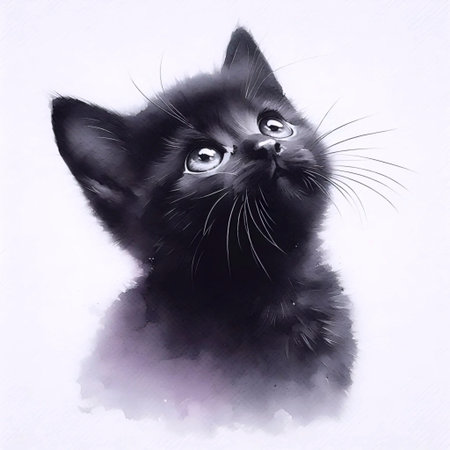 A cute pleading cat watercolor painting, Ai generated imageの写真素材