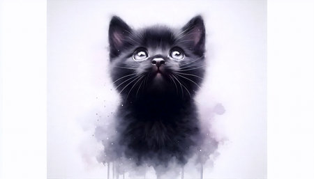 A cute pleading cat watercolor painting, Ai generated imageの写真素材