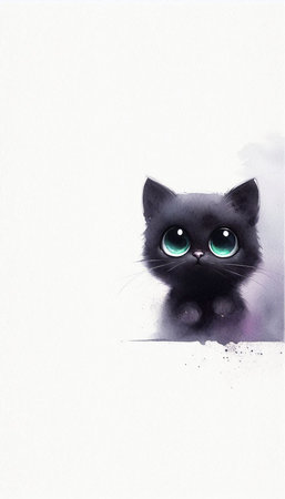 A Pretty Cat watercolor art print, Ai generated imageの写真素材