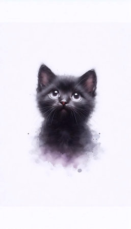 A cute pleading cat watercolor painting, Ai generated imageの写真素材