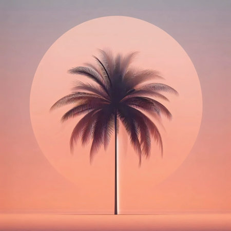 A tropical palm tree wall mural, Ai generated imageの写真素材