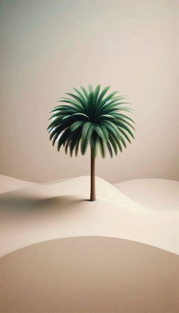 A minimalist tropical palm tree print, Ai generated imageの写真素材