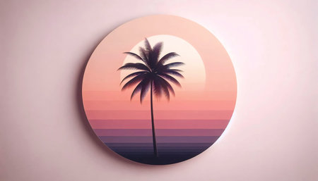 A tropical palm tree wall mural, Ai generated imageの写真素材