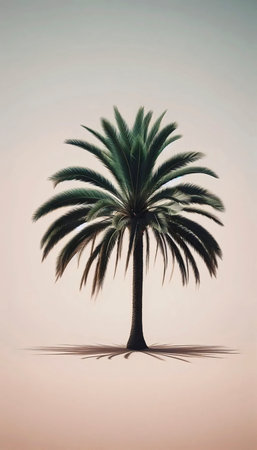 A minimalist tropical palm tree print, Ai generated image