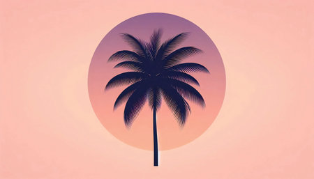 A tropical palm tree wall mural, Ai generated imageの写真素材