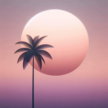 A tropical palm tree wall mural, Ai generated imageの写真素材