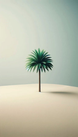 A minimalist tropical palm tree print, Ai generated imageの写真素材