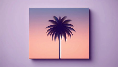 A tropical palm tree wall mural, Ai generated image