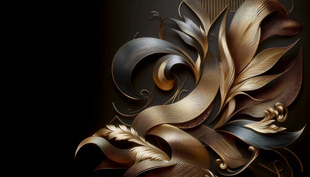 A luxury black and gold wallpaper mural, Ai generated image