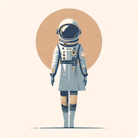 A minimalist Laika astronaut art print, Ai generated image