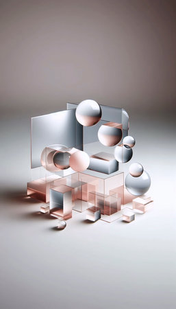 An abstract geometric forms art print, Ai generated image