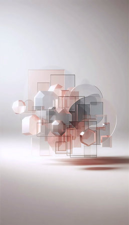 An abstract geometric forms art print, Ai generated image