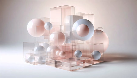 An abstract geometric forms art print, Ai generated image