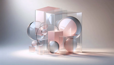 An abstract geometric forms art print, Ai generated image