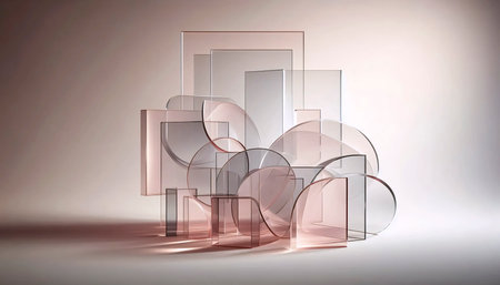 An abstract geometric forms art print, Ai generated image