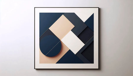 A geometric abstraction photographic print, Ai generated image